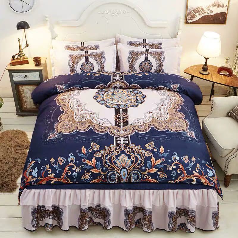 ベッド用品4点セット掛け布団カバー 枕カバー ベッドパッド ワイドダブルサイズ．