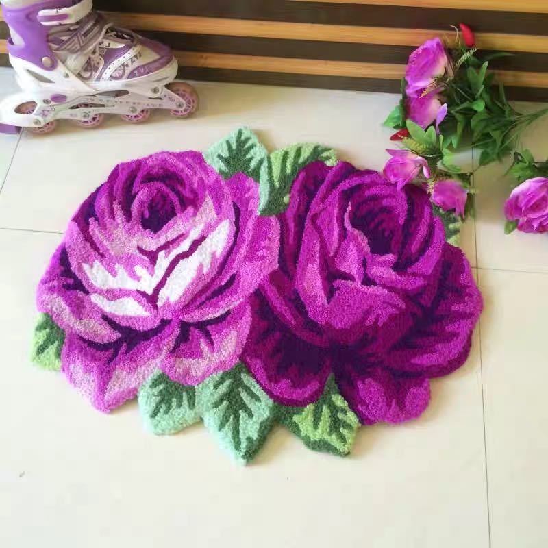 ラグマット リビングマット 玄関マット カーペット お風呂マット 80x60 薔薇雑貨