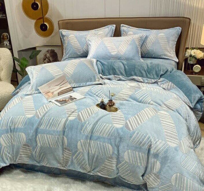 冬用フランネル寝具 ワイドダブル ベッド用品4点セット ボックスシーツ