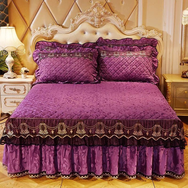 ベッド用品4点セット掛け布団カバー 枕カバー ベッドパッド ワイドダブルサイズ