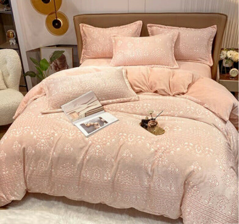 冬用フランネル寝具 ワイドダブル ベッド用品4点セット ボックスシーツ