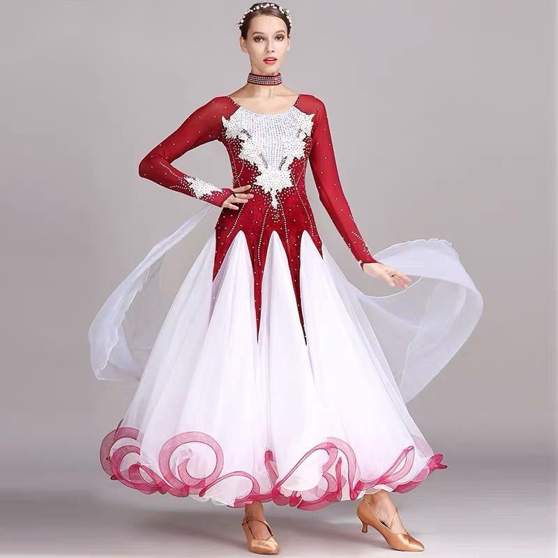 社交ダンス衣装 モダンダンス．ワルツ専用ドレス レッスン着 ルンバ サンバ 練習競技着デモ用 スタンダ..