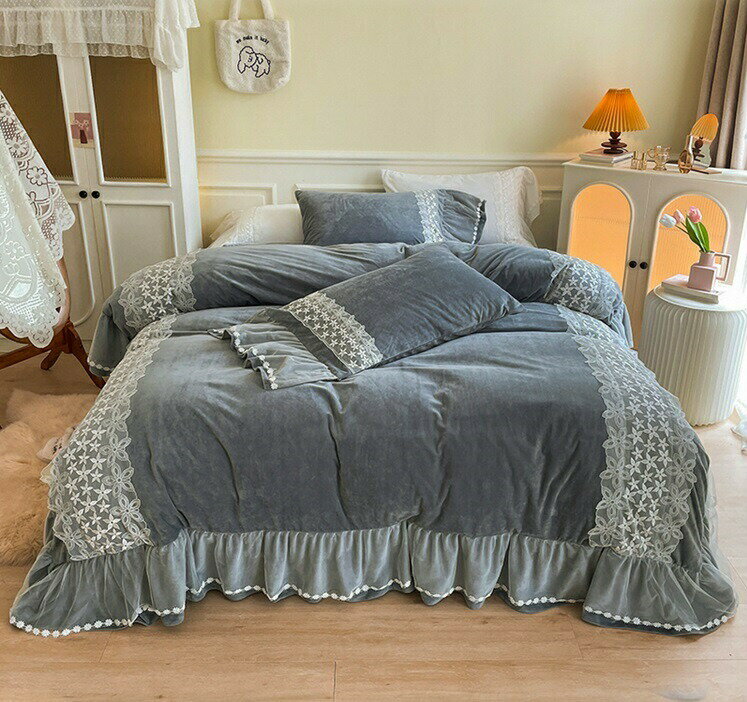 冬用フランネル寝具 ワイドダブル ベッド用品4点セット ボックスシーツ