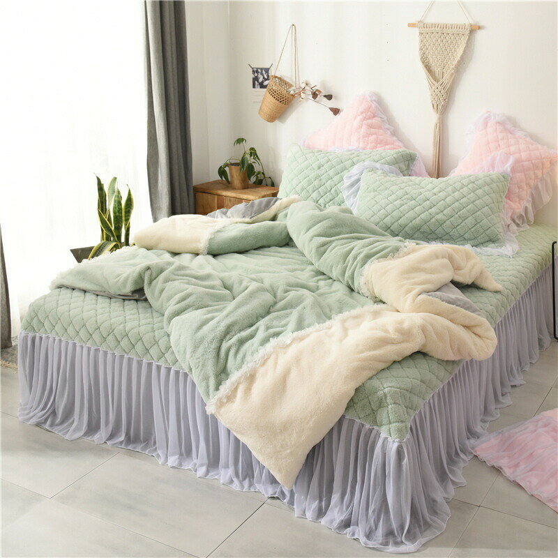 ワイドダブル ベッド用品4点セット ボックスシーツ