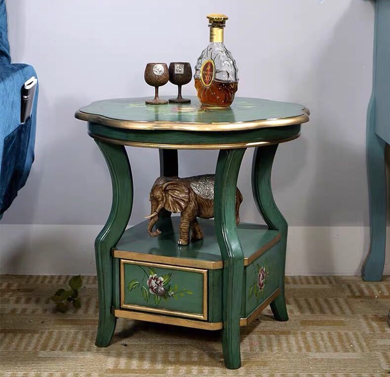 ベッドサイドテーブル 置台 高級サイドテーブル ナイトテーブル 高級感 アンティーク風 ソファーテーブル