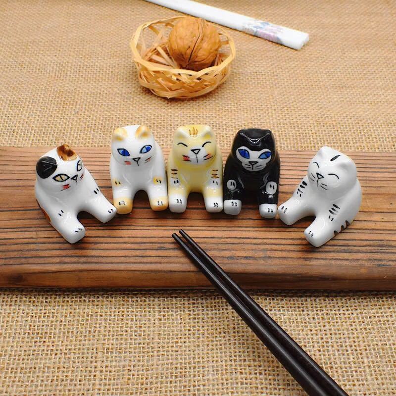 お箸置き 5個セット 陶器の箸置き 卓上小物 猫形