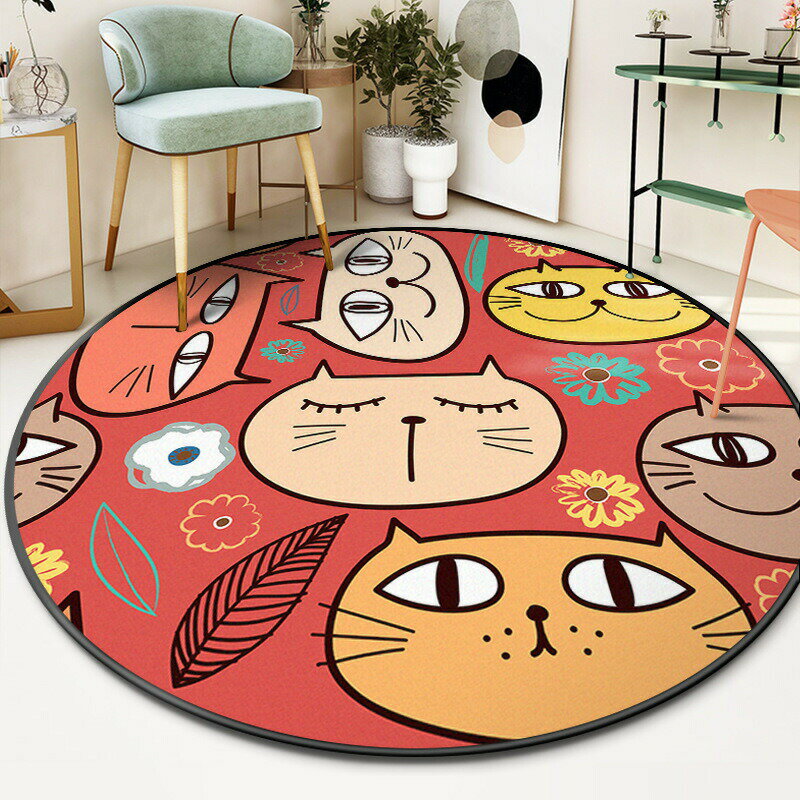 ラグカーペット リビングマット ラグマット 動物シリーズ 猫柄 滑り止め付 ホットカーペット対応 床暖房対応
