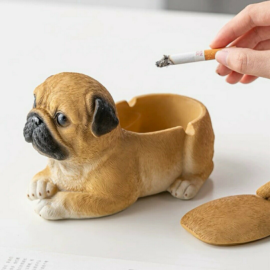 パグ 置物 小物入れドッグ 犬 収納ボックス 卓上収納 雑貨収納 かご 灰皿