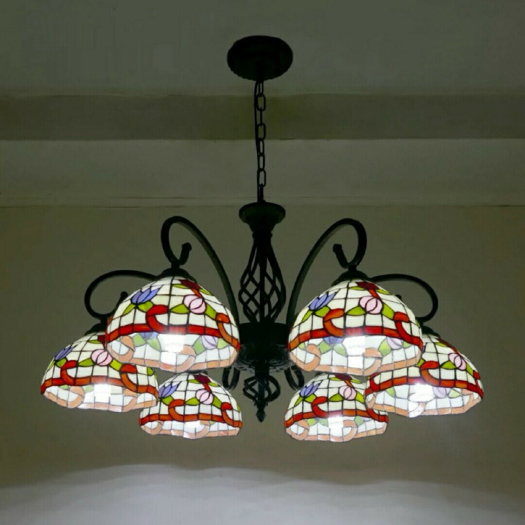 天井照明シャンデリアステンドグラス...