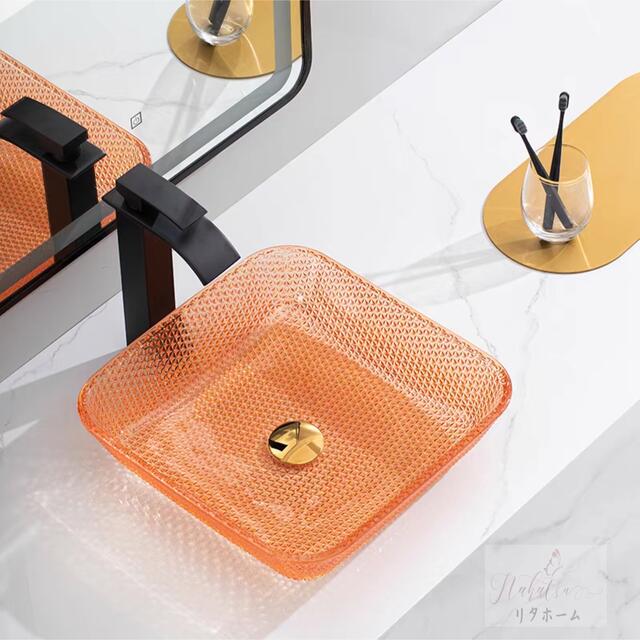 高級洗面器 洗面ボウルセット 強化ガラス 洗面ボール 手水鉢 手洗器 蛇口 排水 混合水栓付き 2