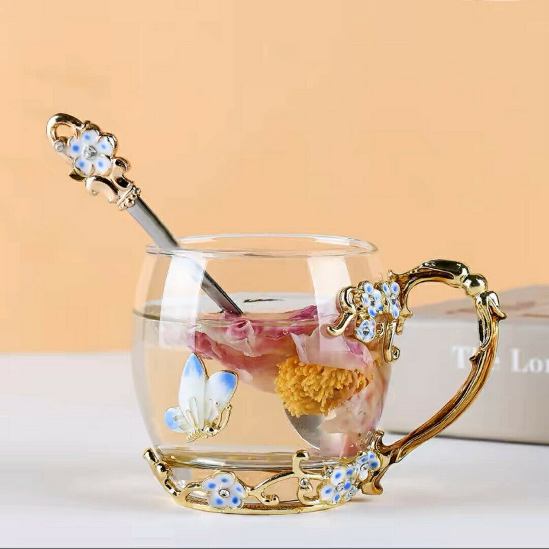 Floor Lamps - 花柄 コーヒーカップ ガラス製 ティーカップ 2点セット食器 コーヒーカップ