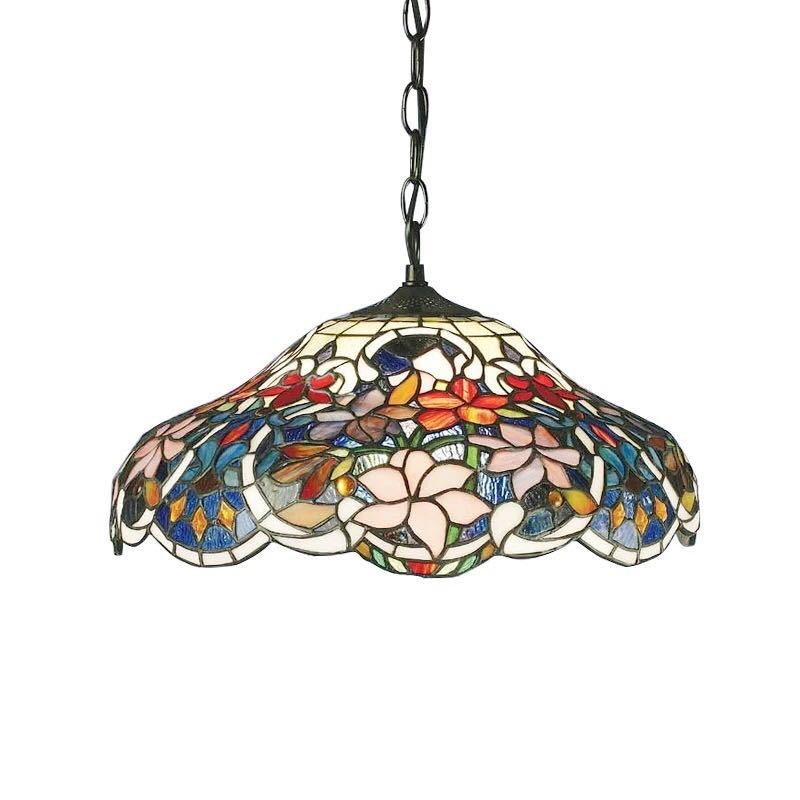 ステンドグラス　ペンダントライト豪華天井照明ステンドグラスランプ ガラス工芸品 電源直結タイプ