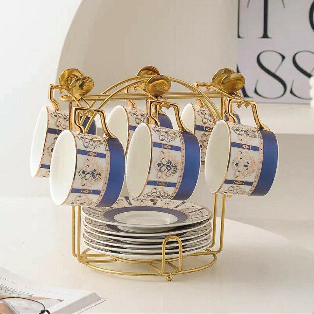 ティー・コーヒーカップセット カップ＆ソーサー6客セット ．陶磁器ティーセット