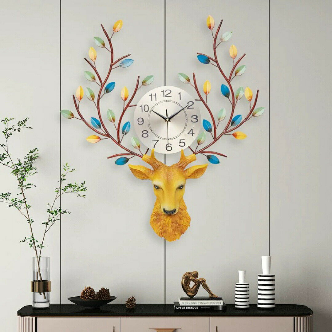 壁掛け時計 壁飾り ．高級掛け時計 シカ時計