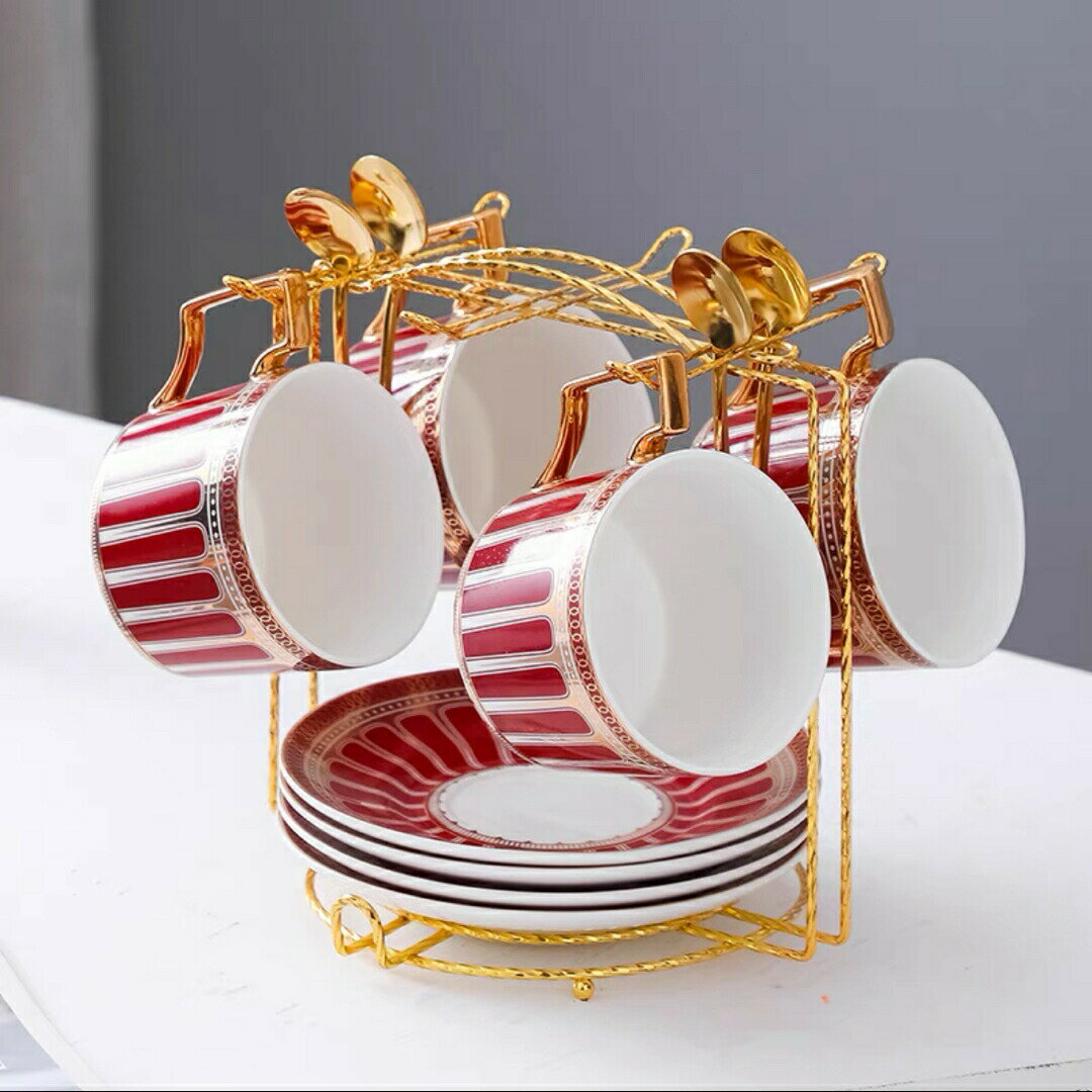 ティー・コーヒーカップセット カップ＆ソーサー4客セット ．陶磁器ティーセット