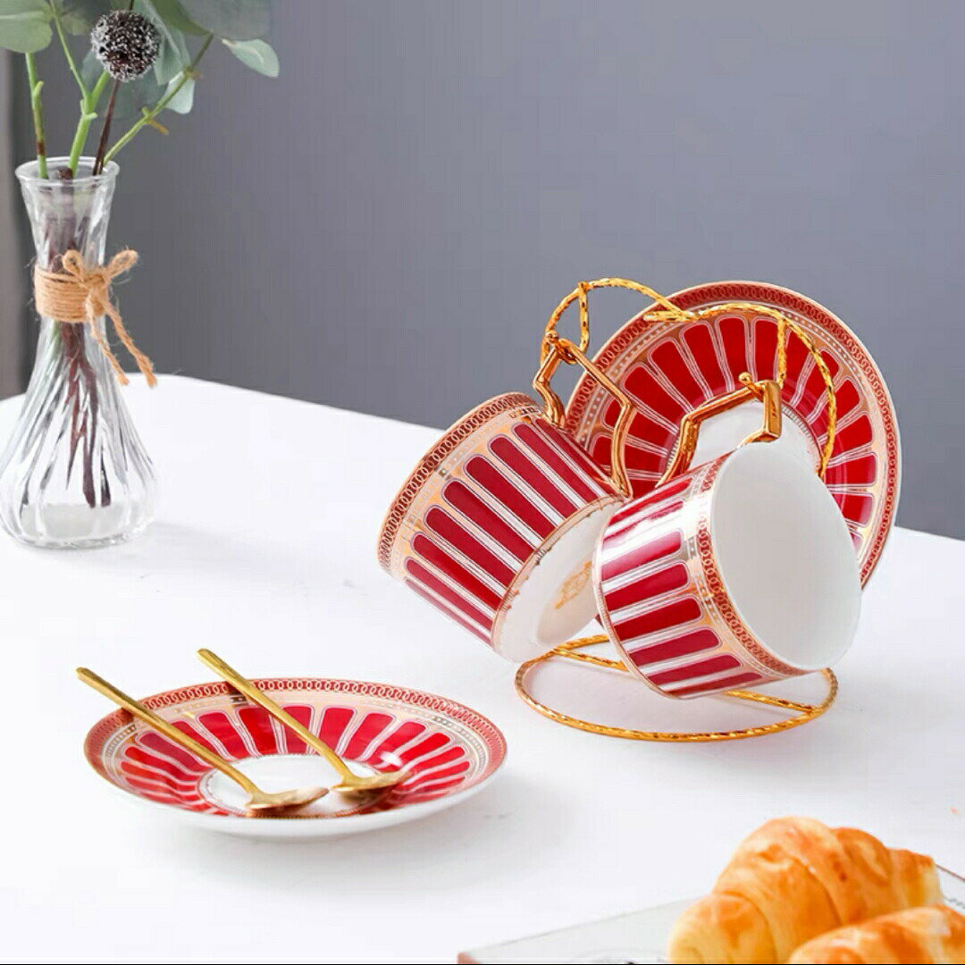 ティー・コーヒーカップセット カップ＆ソーサー2客セット ．陶磁器ティーセット