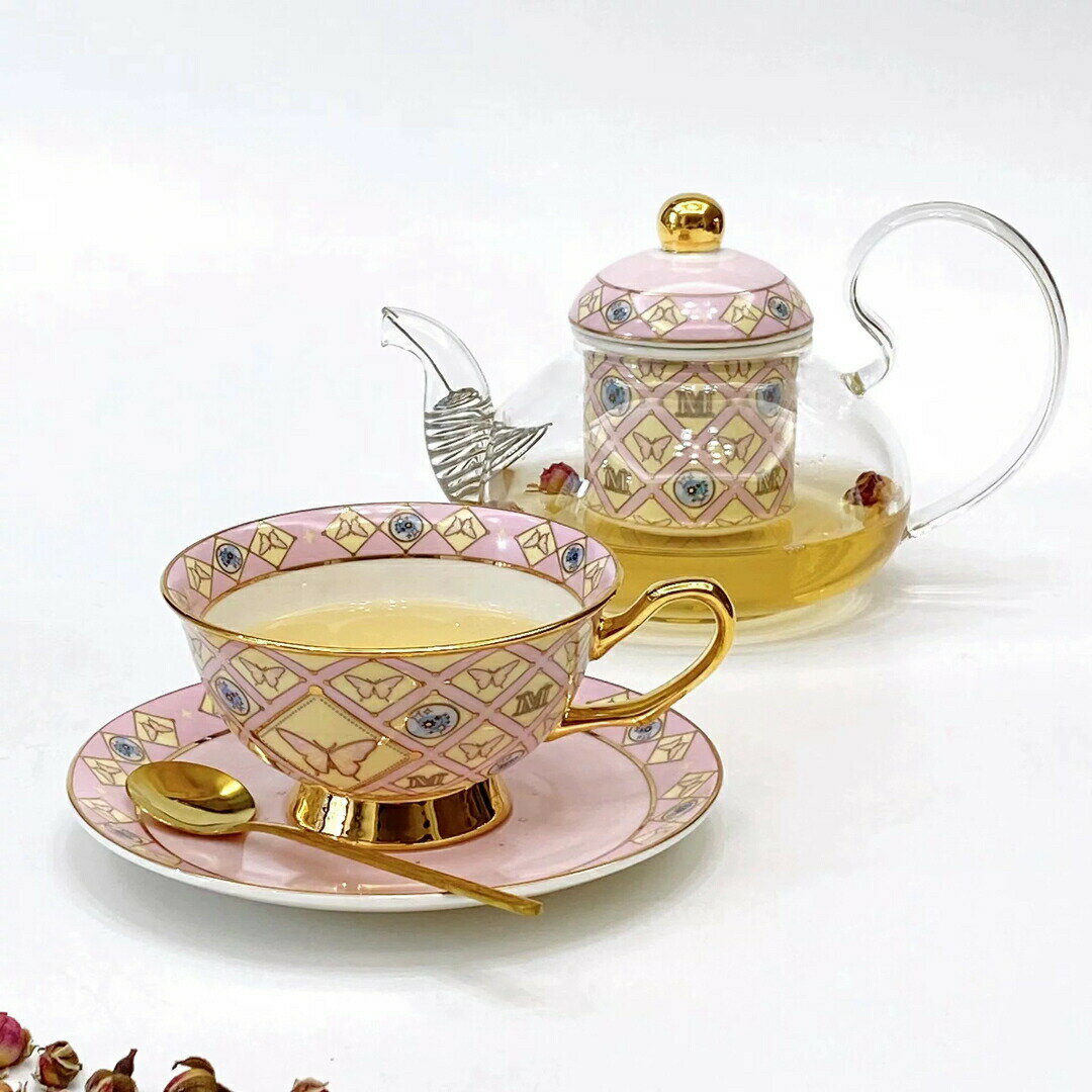 ティー・コーヒーカップセット カップ＆ソーサー2客セット ．陶磁器ティーセット