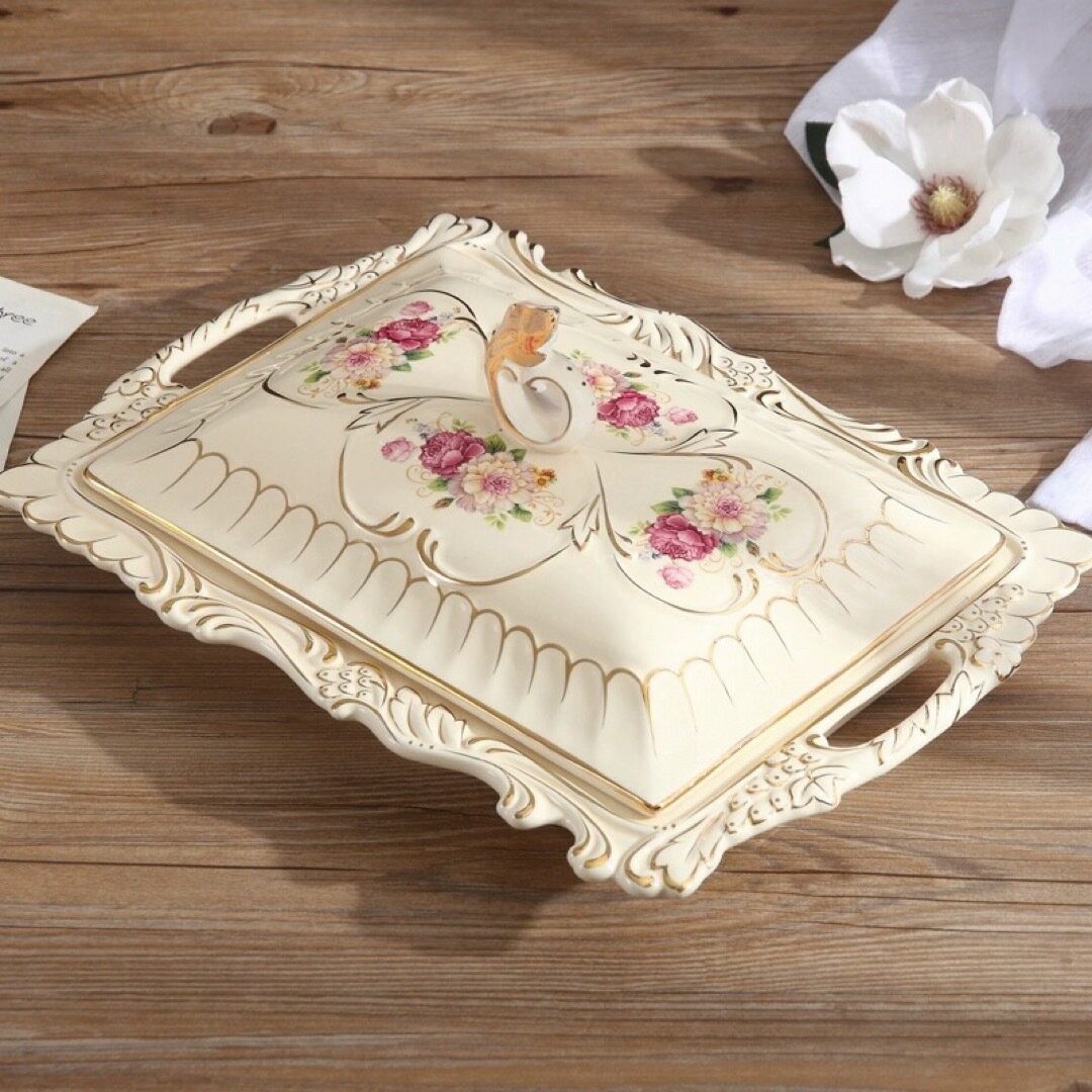 高級果物皿　盛り皿 お菓子皿、フルーツプレート 花柄豪華〜果物カゴ お菓子鉢