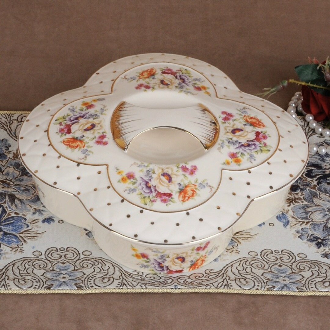 高級果物皿　盛り皿 お菓子皿、フルーツプレート 花柄豪華〜果物カゴ お菓子鉢