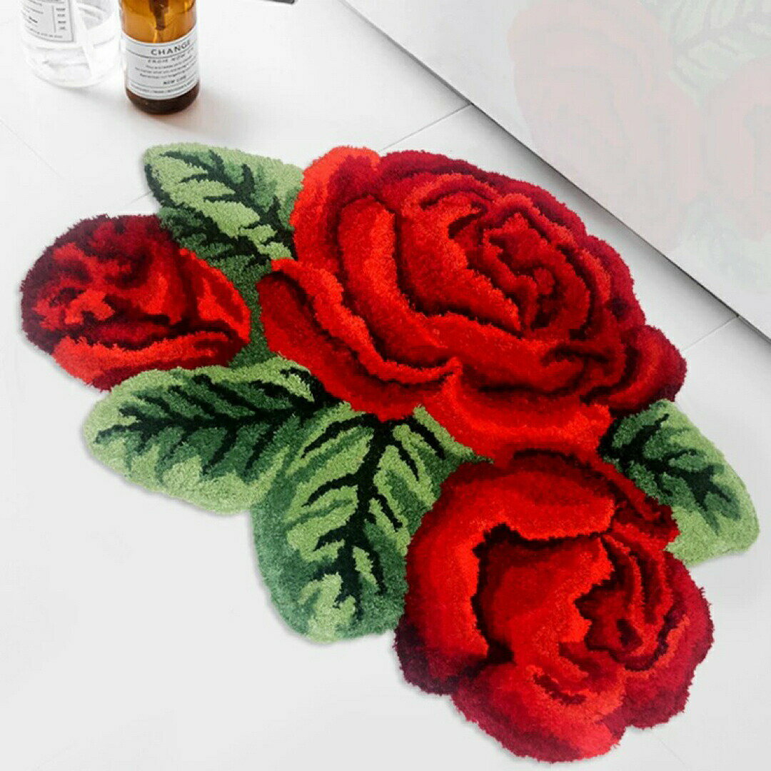 ラグマット リビングマット お風呂マット 玄関マット．カーペット薔薇雑貨
