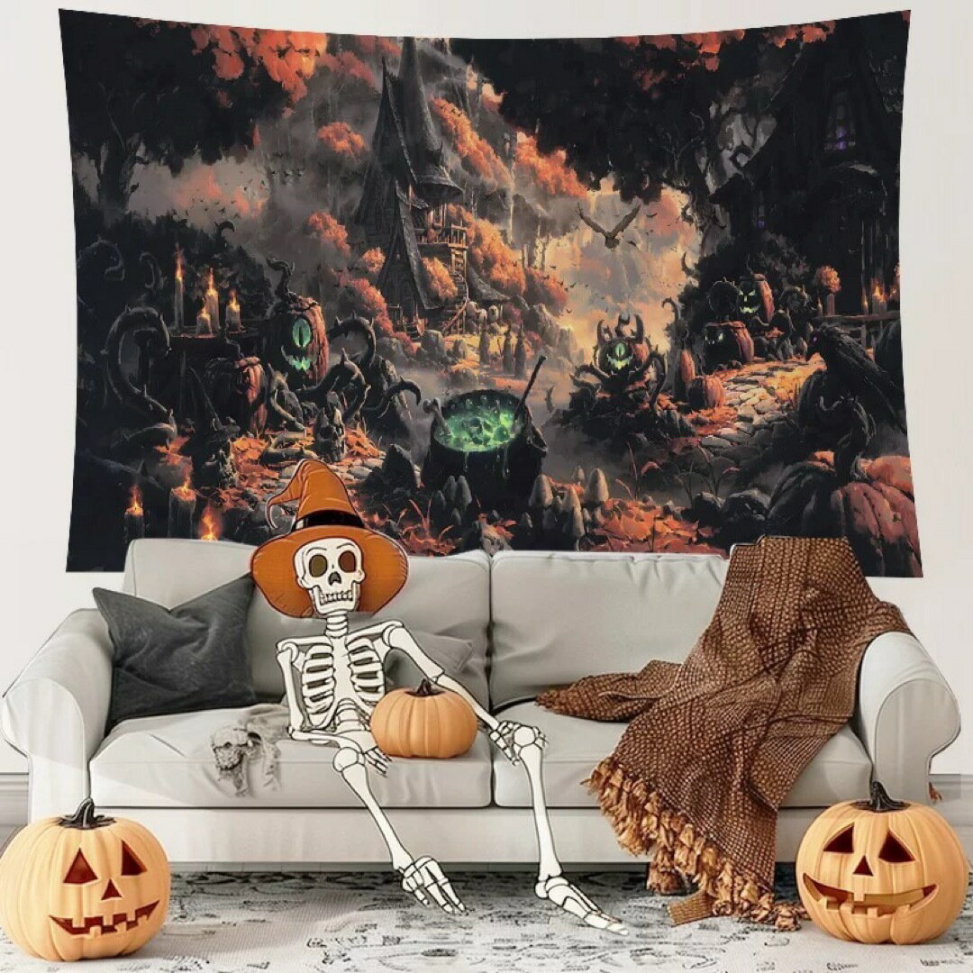 タペストリー ハロウィン カボチャ布ポスター 壁面装飾 壁掛け飾り 窓 背景布