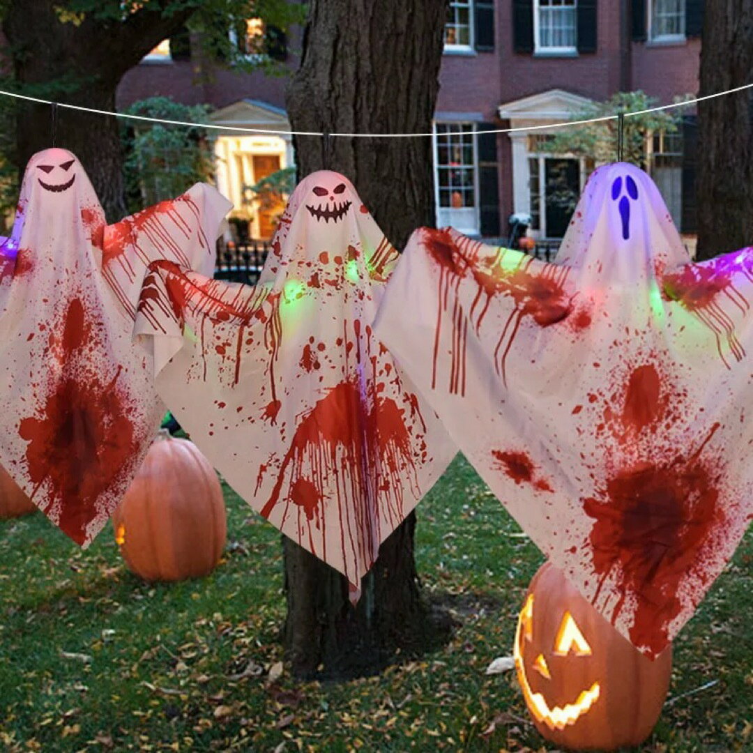 血糊お化けハロウィン装飾ライト付き 吊り下げゴースト 飾り付け パーティーグッズ