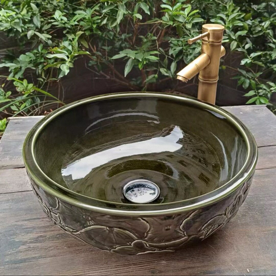 高級洗面台 洗面ボウルセット洗面ボール 陶器 手水鉢 手洗器蛇口 排水金具付き