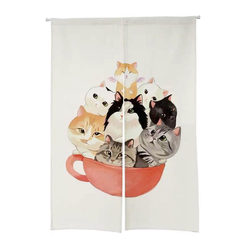 樂天商城 - 暖簾 猫雑貨 間仕切り 幅80x丈120cm