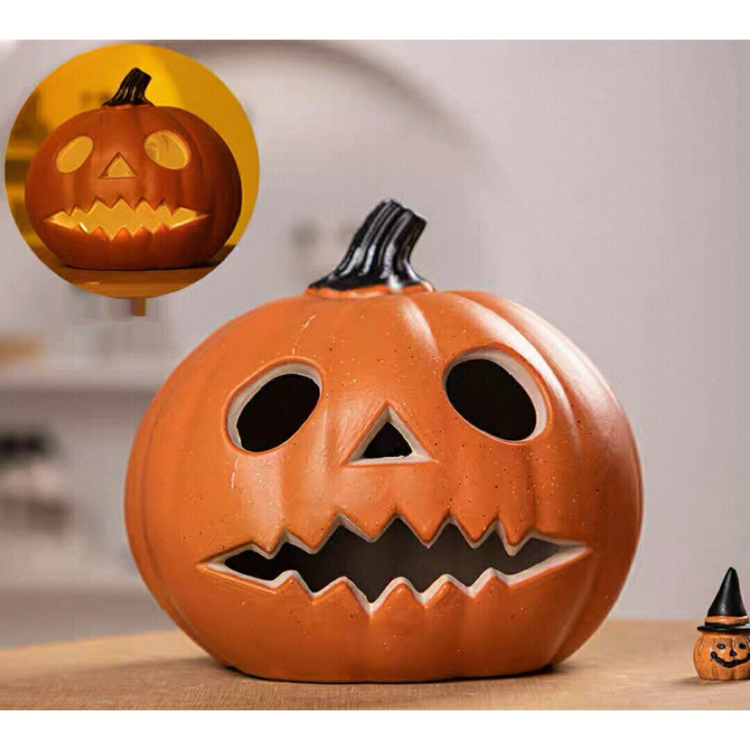 ハロウィン かぼちゃランタン LEDライト付き ジャックオーランタン 装飾置物