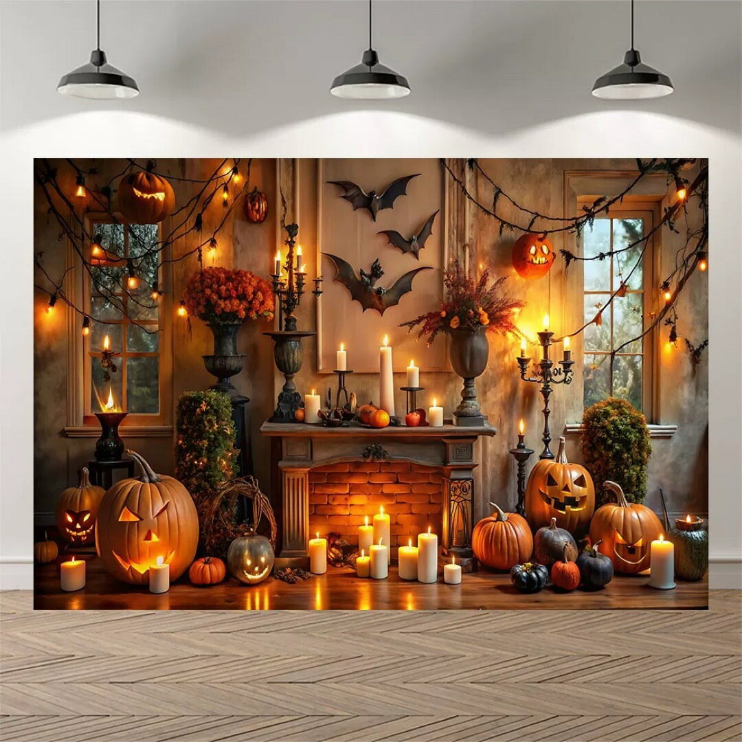 ハロウィン カボチャ布ポスター 壁面装飾 壁掛け飾り 窓 背景布