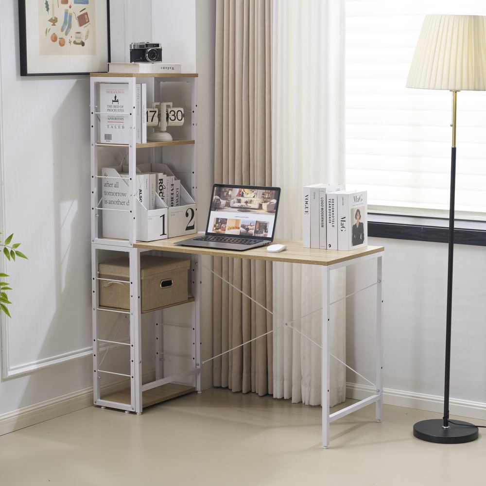 一体分離多用型パソコンデスク パソコンデスク ラック付き デスク ワークデスク 木製 学習デスク