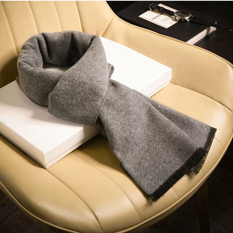 ストール マフラー ショール 大判 メンズ カシミアライク カシミヤタッチ 厚手 無地 フリンジ ク グレ..