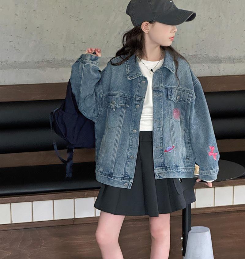 送料無料 デニムジャケット キッズジャケット 単品 子供服 デニム アウター トップス 韓国風 子供 キッズ用 Gジャン ジージャン コート