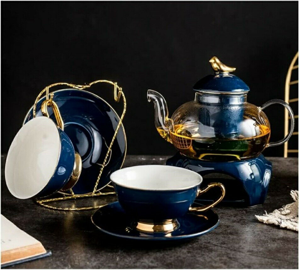 紅茶ポット セット ティーセット ティーポットセット 8個のティーセット 磁器コーヒー 紅茶サービス カップホルダーカップ ソーサースプーンアフタヌーンティー コーヒーカップセット ティーポット ティ 送料無料