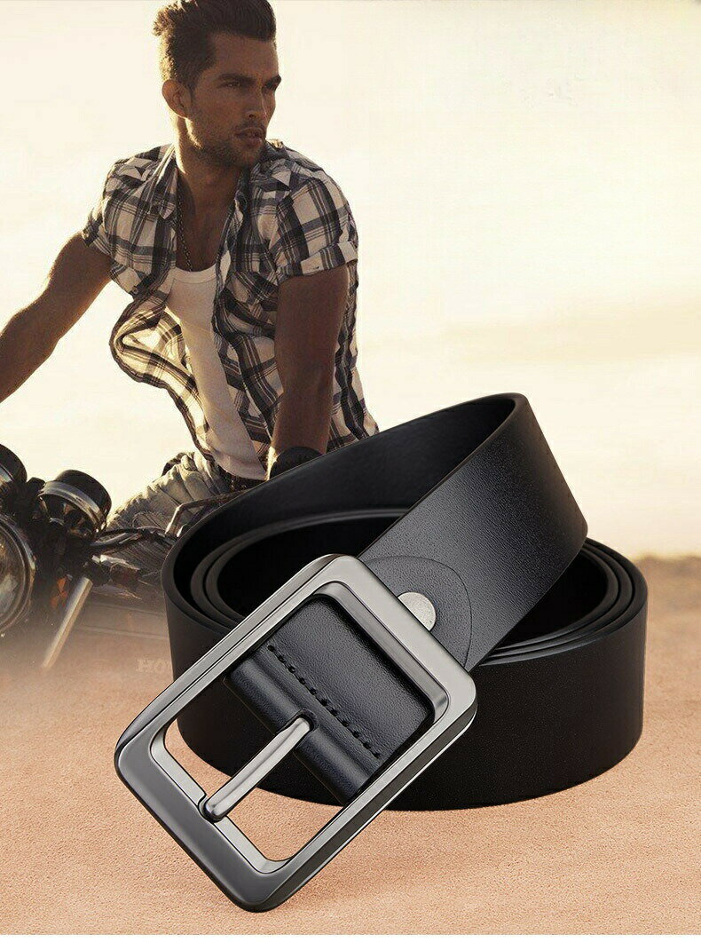 ベルト頭層牛革ベルト男性本革針ボタンズボンベルト研磨針ボタンベルト