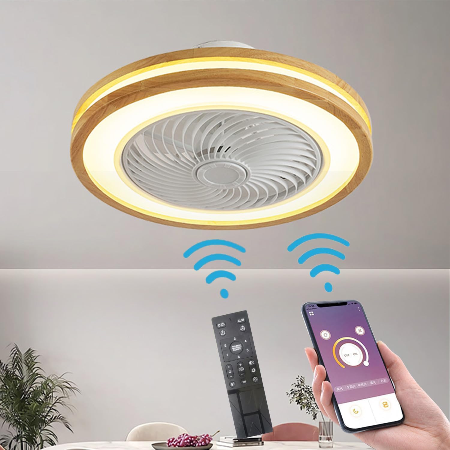 LEDシーリングライト シーリングファンライト 扇風機 サーキュレーター ファン付き 10畳 約50CM リモコ..