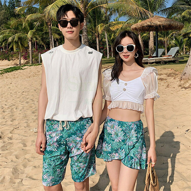수영복 커플 수영복 체형 커버 수영복 레이디스 맨즈 어른 수영복 꽃무늬 맨즈 수영복 남성용 비치 팬츠 서프 팬츠 미즈기 남녀 온천 여름 노출 겸손 착취 수영복 비치웨어 Sinessy 낙천 시장점 신생활 용품