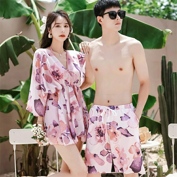 水着 カップル水着 体型カバー 水着 レディース メンズ 大人 水着 花柄 メンズ水着 男性用 ビーチパンツ サーフパンツ みずぎ 男女 温泉 夏 露出控えめ 着痩せ スイムウエア ビーチウェア Sinessy 楽天市場店 新生活用品