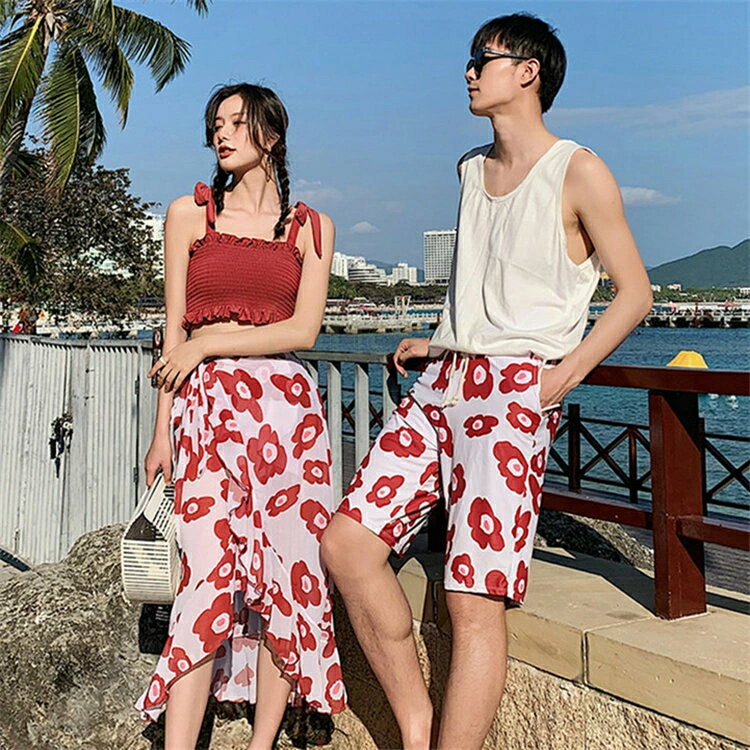 水着 カップル水着 体型カバー 水着 レディース メンズ 大人 水着 花柄 メンズ水着 男性用 ビーチパンツ サーフパンツ みずぎ 男女 温泉 夏 露出控えめ 着痩せ スイムウエア ビーチウェア Sinessy 楽天市場店 新生活用品