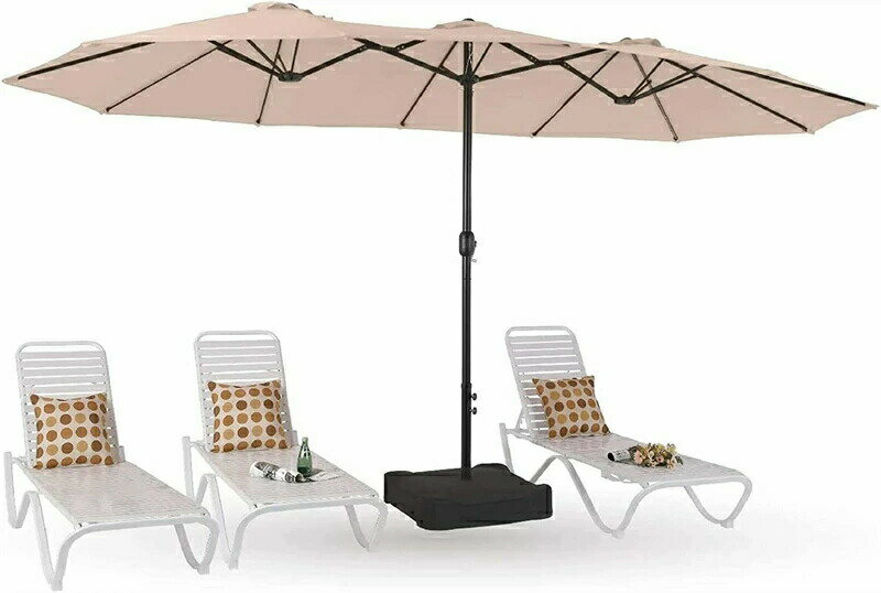 パラソル ガーデンパラソル 大型 幅460cm奥行260cm 撥水加工 クランク開閉付き サンドバッグベース付き..