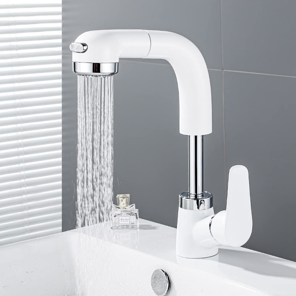 ミキサーベイスンタップ、拡張可能な2機能スプレー付き銅シングルレバーバスルームシンクタップ、ホッ..