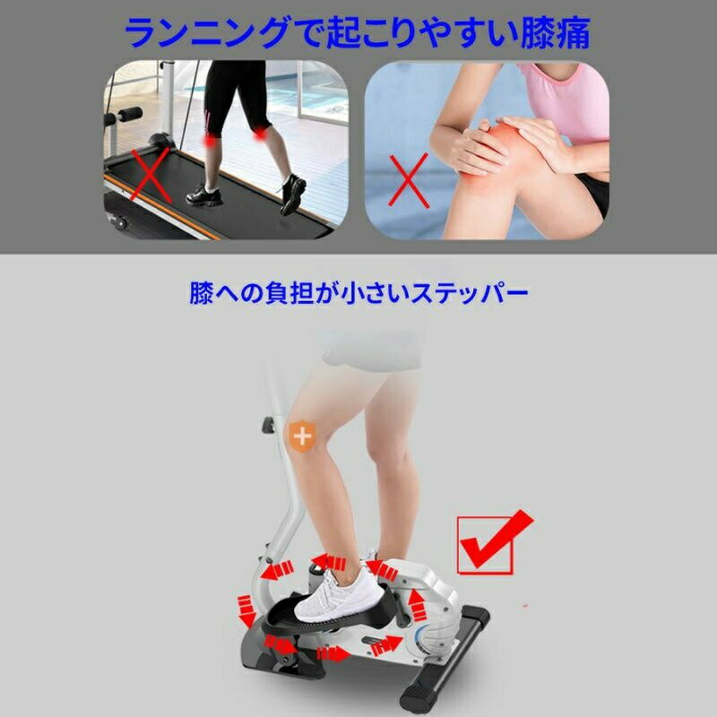ステッパー ハンドル付効果 静音 足踏み器具 最新型 自宅で有酸素運動 健康ステッ...