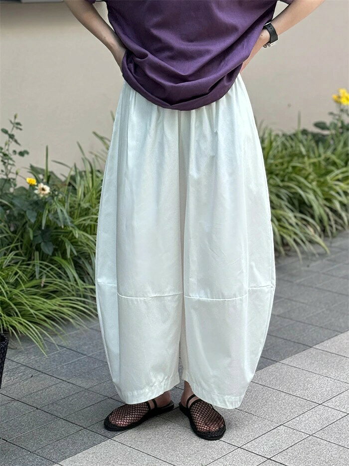 Sinessy 楽天市場店のバルーンパンツ ワイドパンツ レディース 春夏 ロングパンツ カーブパンツ サルエルパンツ ボリェーム感 ロング丈パンツ ボリェームパンツ ウエストゴム アンクルパンツ ポケット付き テンセル ハイウエスト 長ズボン コットン 涼しげ お洒落 カジュアル 通気性 無地｜アングル3