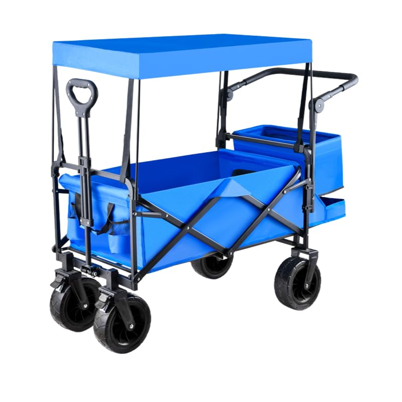 キャリーワゴン 屋根付き 大容量180L 耐荷重225kg アウトドアワゴン 折りたたみ式 キャリーカート 収束式 組立不要 ショッピングカート 台車 BBQ 運動会 買い物 引越し 釣りなどに最適 コンパクト キャンプワゴン キャンプ 防災 プレゼント ギフト