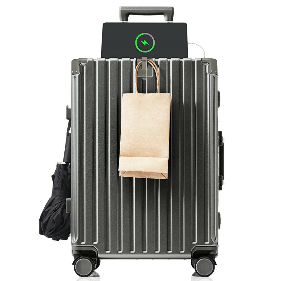 スーツケース キャリーケース キャリーバッグ Sサイズ フレームタイプ 機内持ち込み アルミ USBポート付き カップホルダー フック式底足 ドリンクホルダー 軽量 電車 おしゃれ 静音 海外 高級感 TSAロック 小型 1～3日