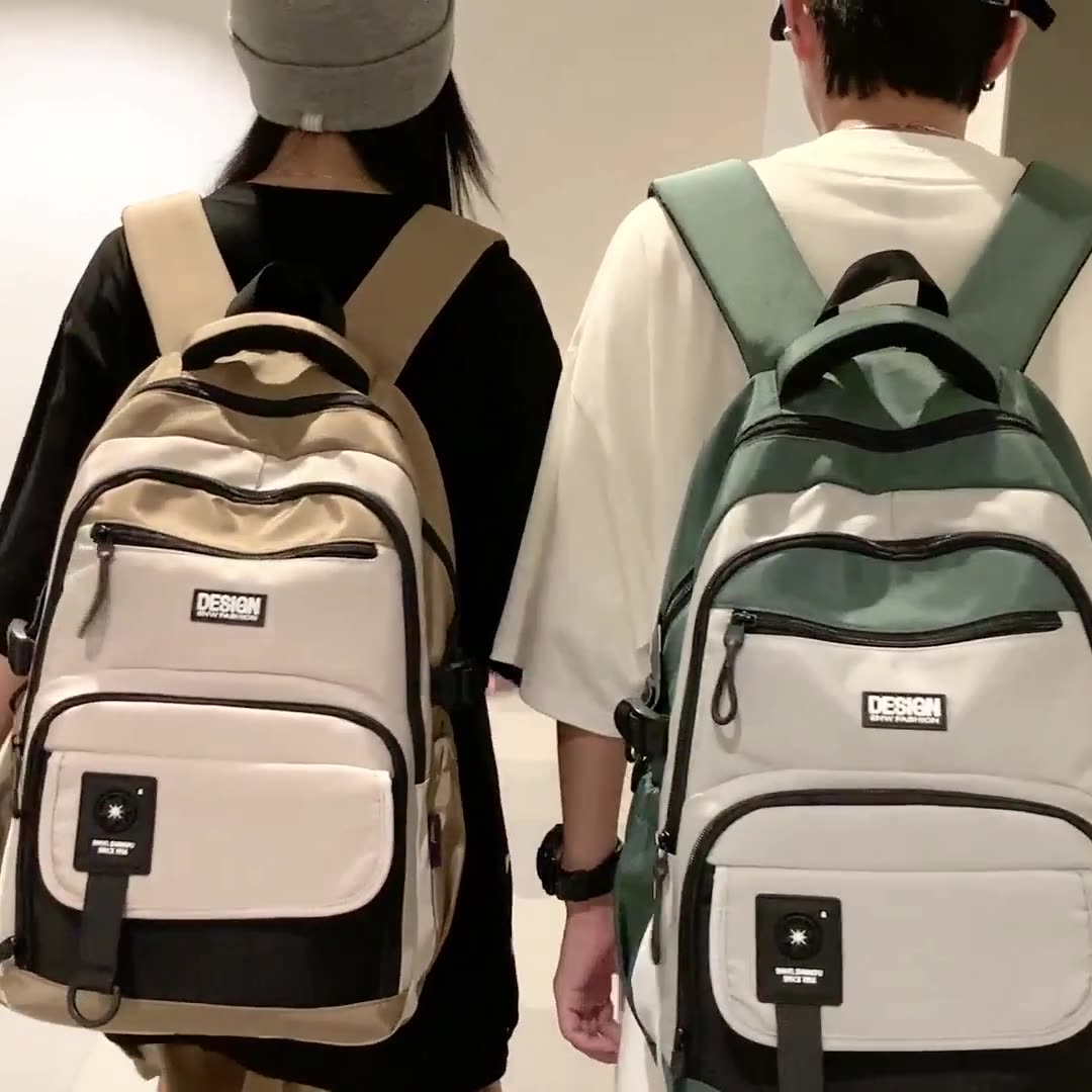Other - 美式復古 工装風 ダブルショルダー リュックサック 大学生 カップル 旅行に最適 人気 耐久性 使いやすい 大容量 スタイリッシュ おしゃれ 学生用 カジュアルデザイン サイズ: 大きめ カラー: 多色展開