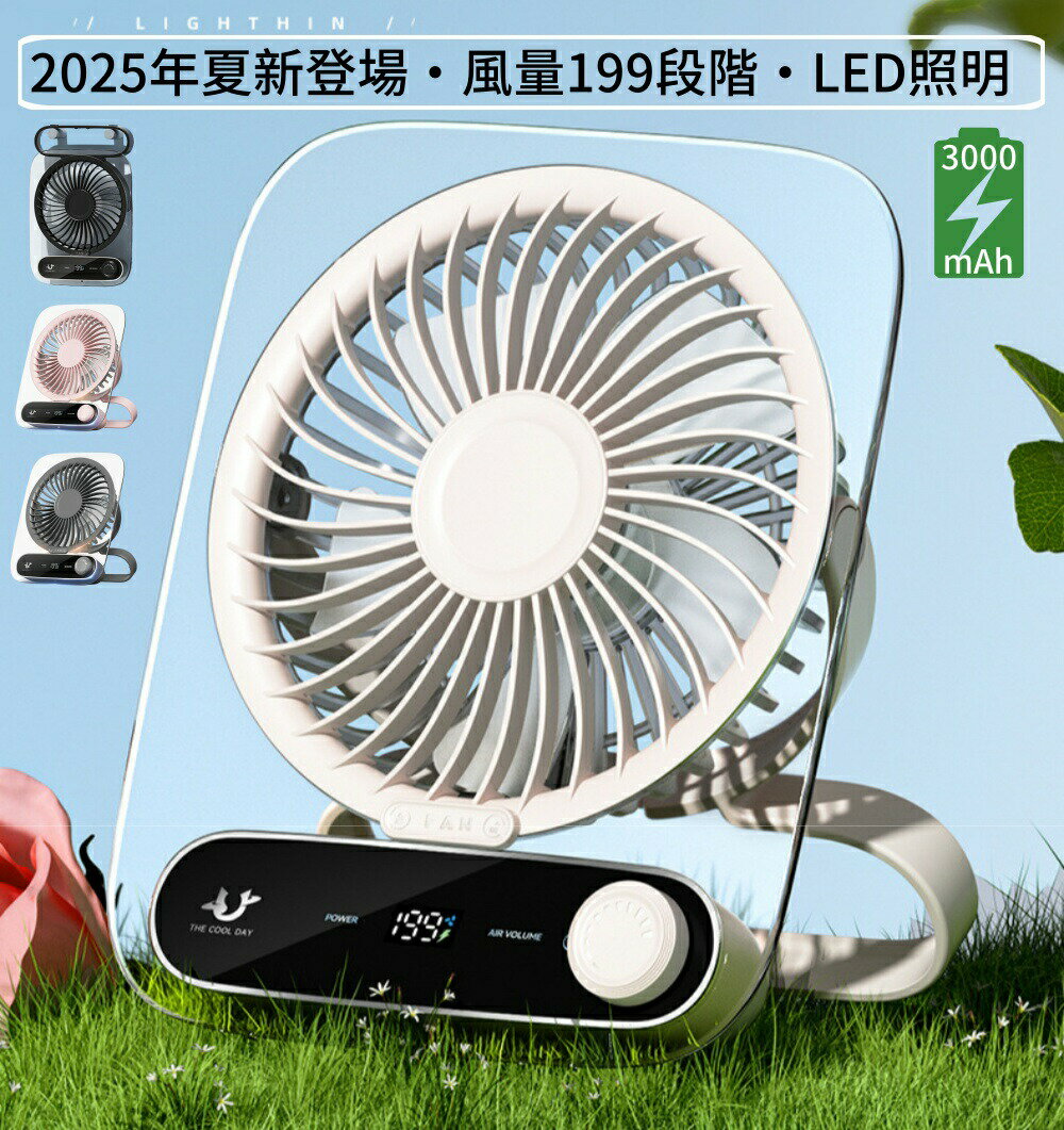 卓上扇風機 ミニ扇風 静音 超強風 デスク 扇風機 充電式 USB スマートデジタル表示 180度角度調節 折り..