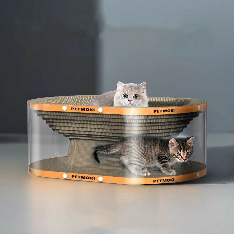 屋根付き安心設計 高耐久段ボール製 オールシーズン対応 隠れ家遊び場 プレイタワー 多頭飼いにもおす..