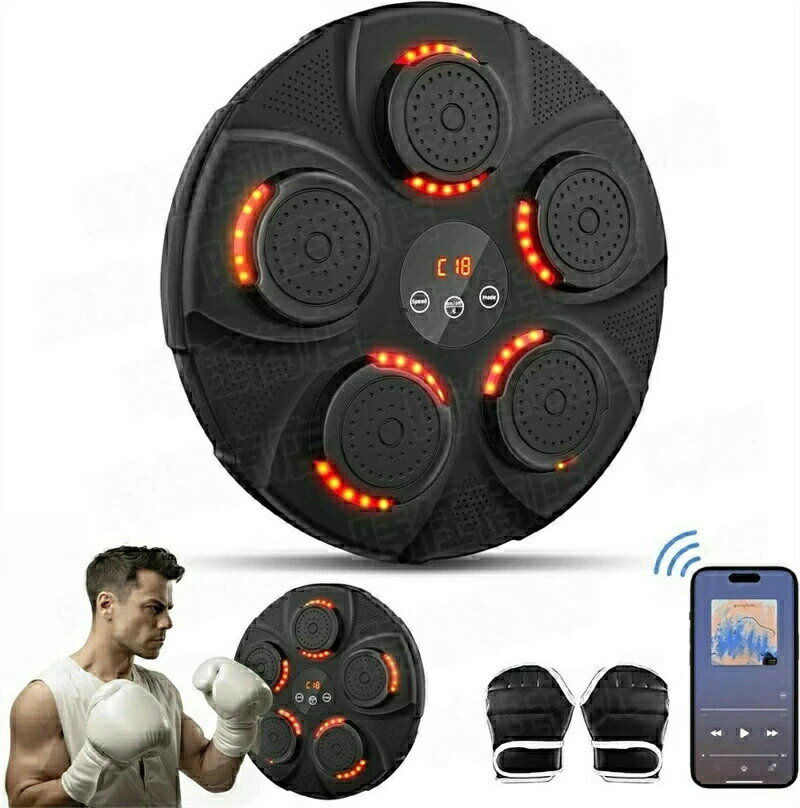 9パターン スマートディスプレイ付き音楽ボクシングマシン、子供と大人 音楽ボクシングマシン 壁パンチ..