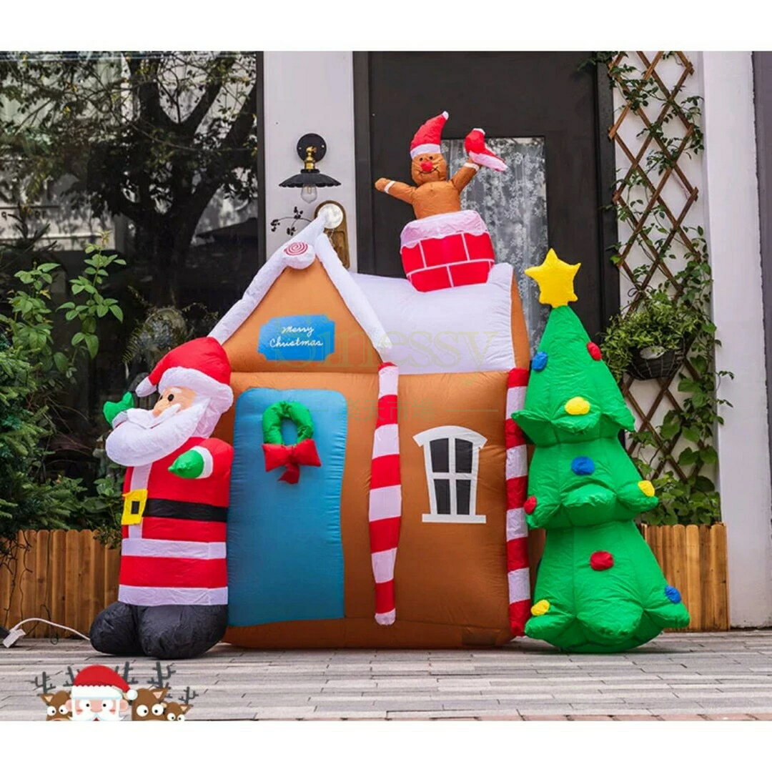 クリスマス飾りサンタさん ライトアップ インフレータブル 膨らます庭　屋外装飾 大型置物 大型クリスマス置物 Sinessy 楽天市場店 新生活用品